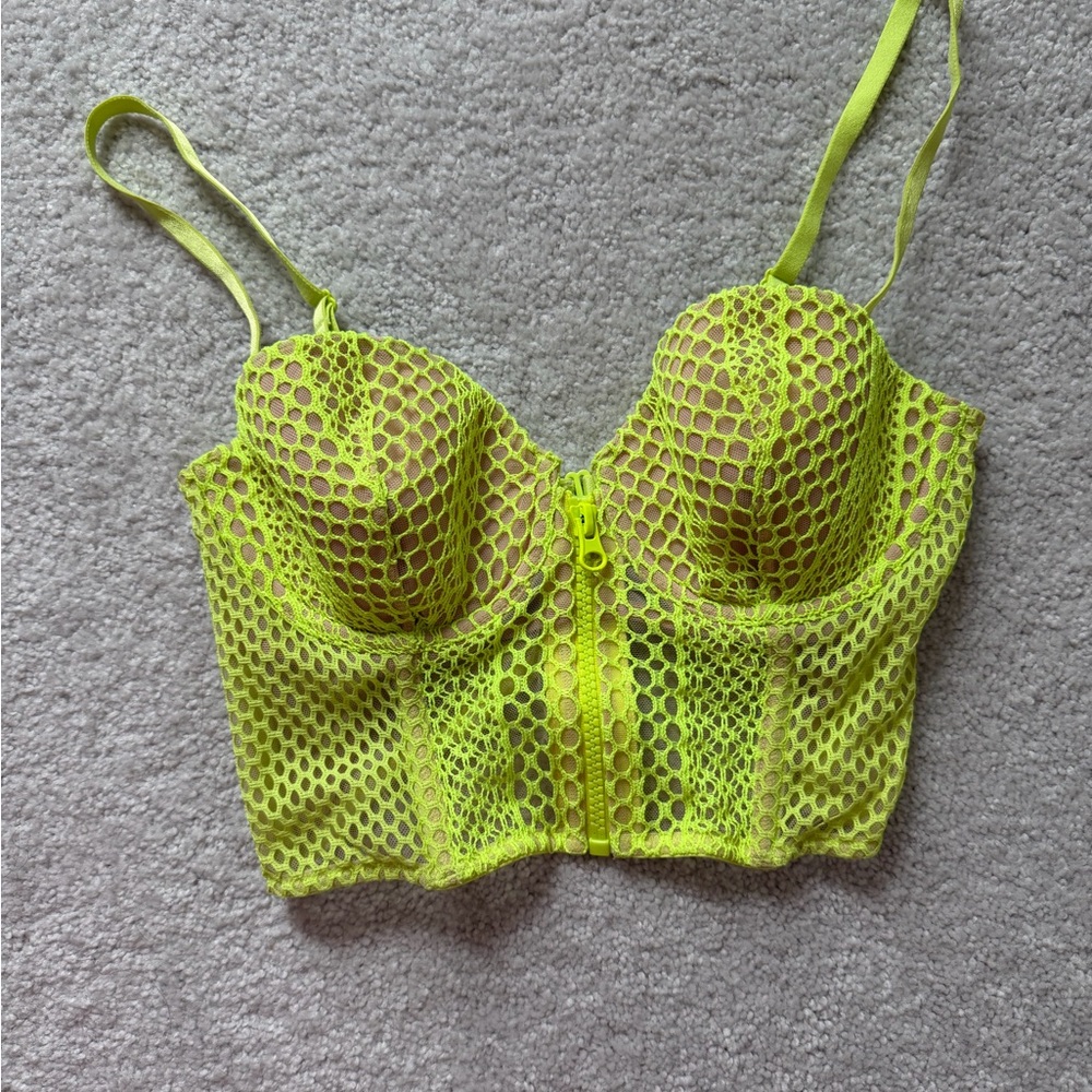 Neon Yellow Mesh Bustier Top
